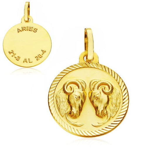 Colgante Horoscopo Aries 16 mm de oro amarillo 18K