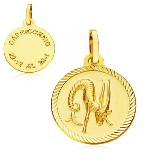 Horoscopo 16 mm Capricornio de oro amarillo 9K
