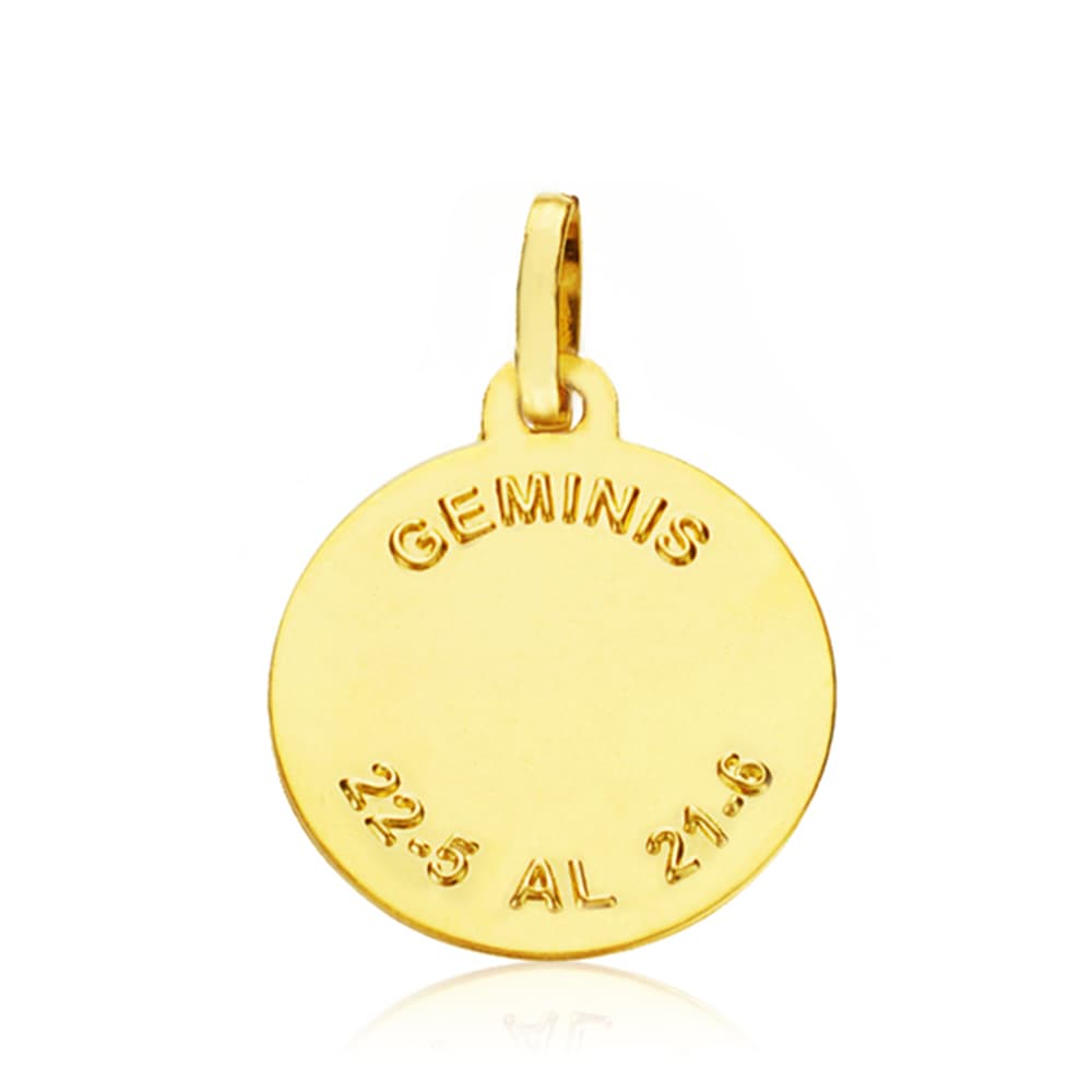 18K PLACA HOROSCOPO ORO AMARILLO GEMINIS 16 MM