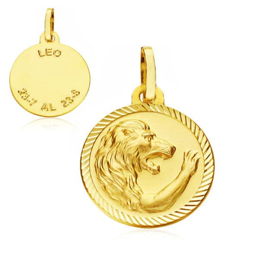 Horoscopo Disco 16 mm Leo de oro amarillo 9K