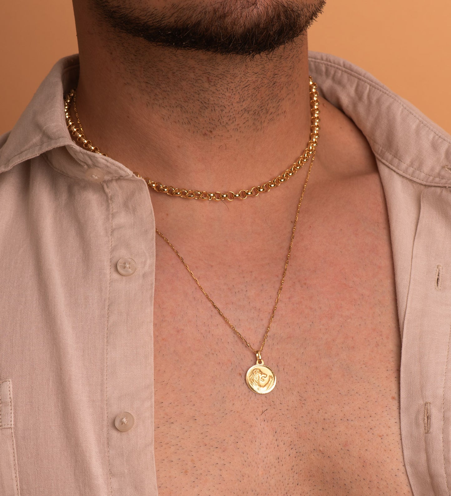 18K PLACA HOROSCOPO ORO AMARILLO LEO 16 MM