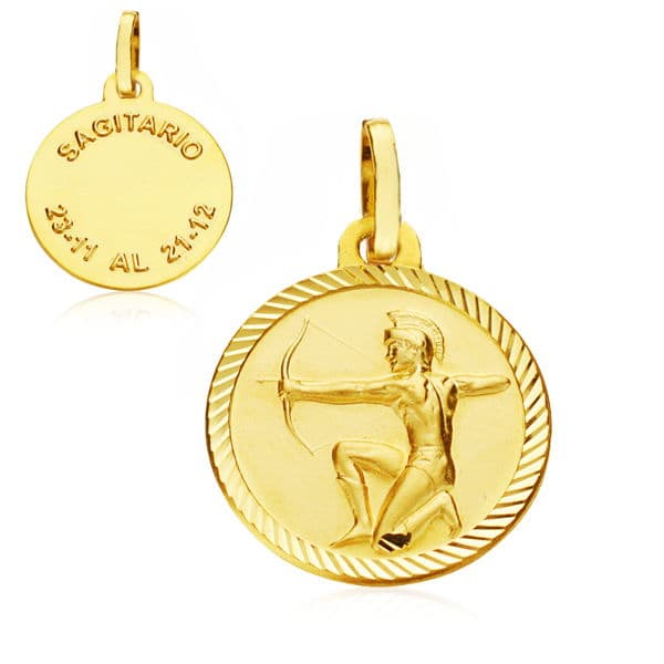 9K HOROSCOPO ORO AMARILLO DISCO 20 MM SAGITARIO