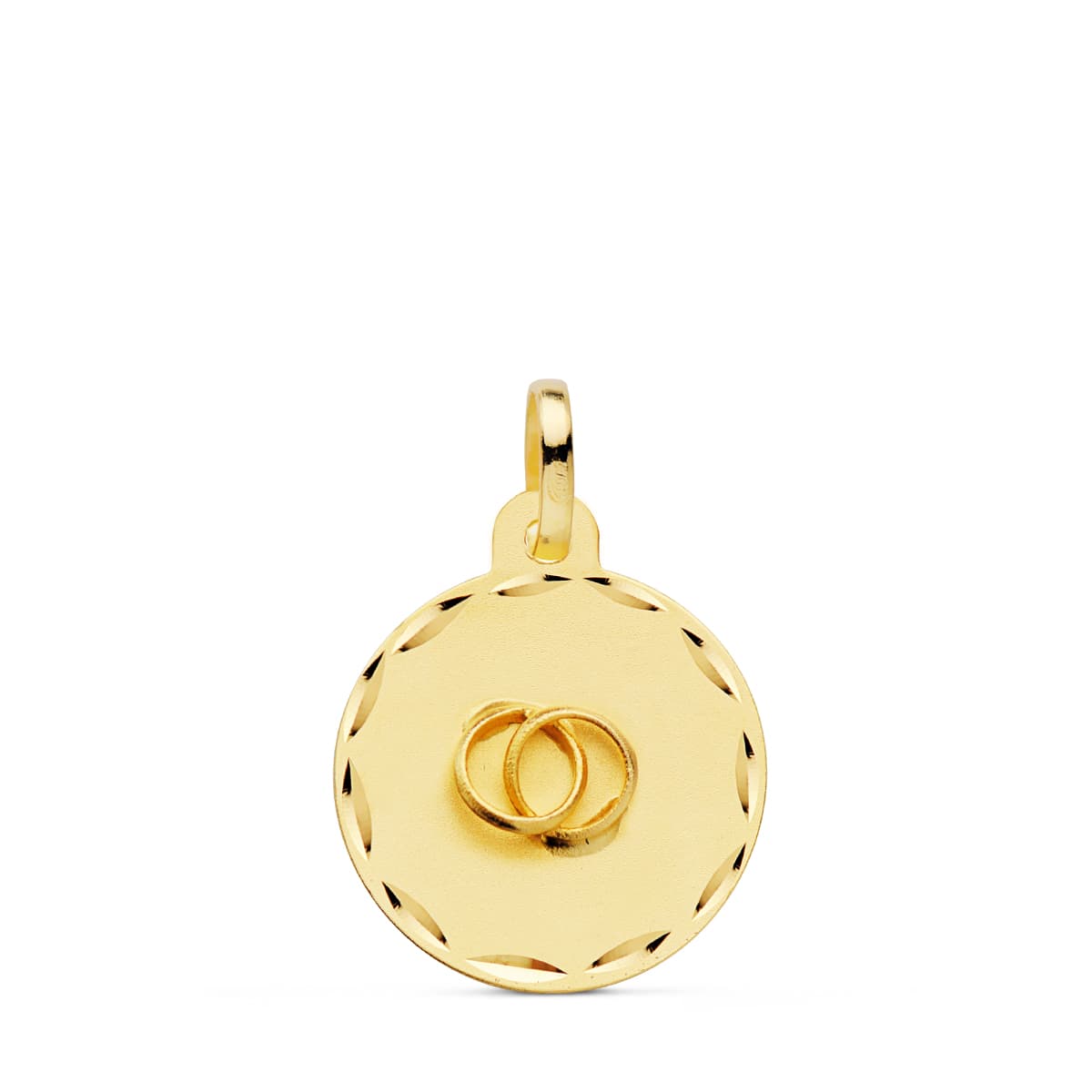 Placa Chapa Disco Redondo Alianzas Tallado 16 mm C. Amor de oro amarillo 18K