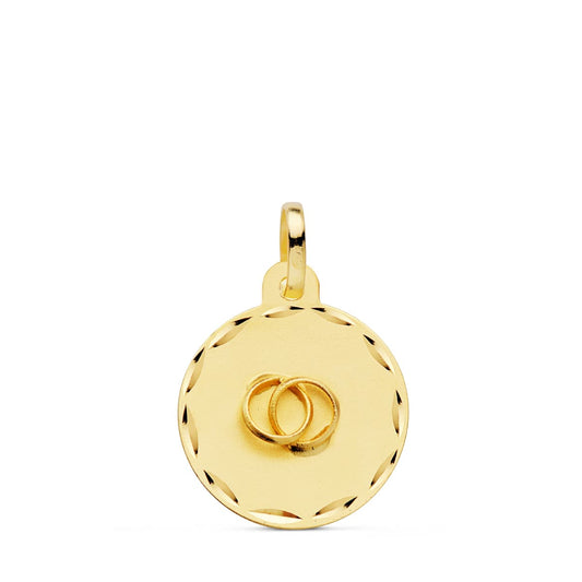 18K PLACA CHAPA DISCO ORO AMARILLO REDONDO ALIANZAS TALLADO 16 MM