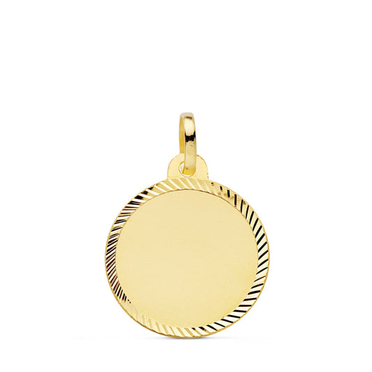 18K PLACA CHAPA DISCO ORO AMARILLO LISO MATE HELICE 18 MM