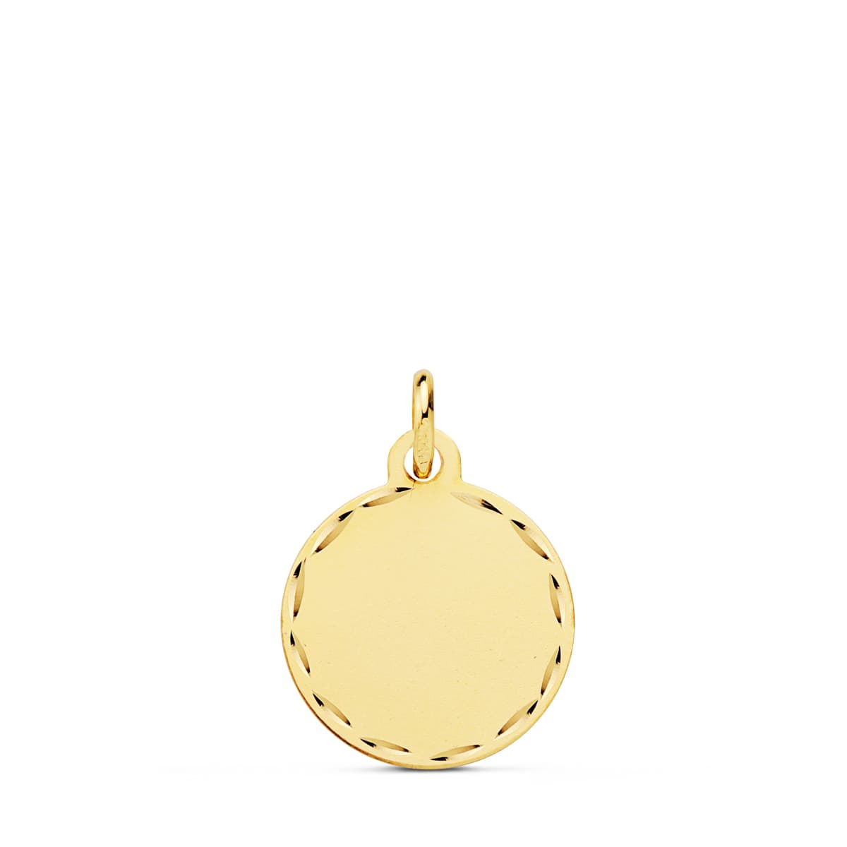 Placa Chapa Disco Liso Mate Tallado 14 mm de oro amarillo 18K