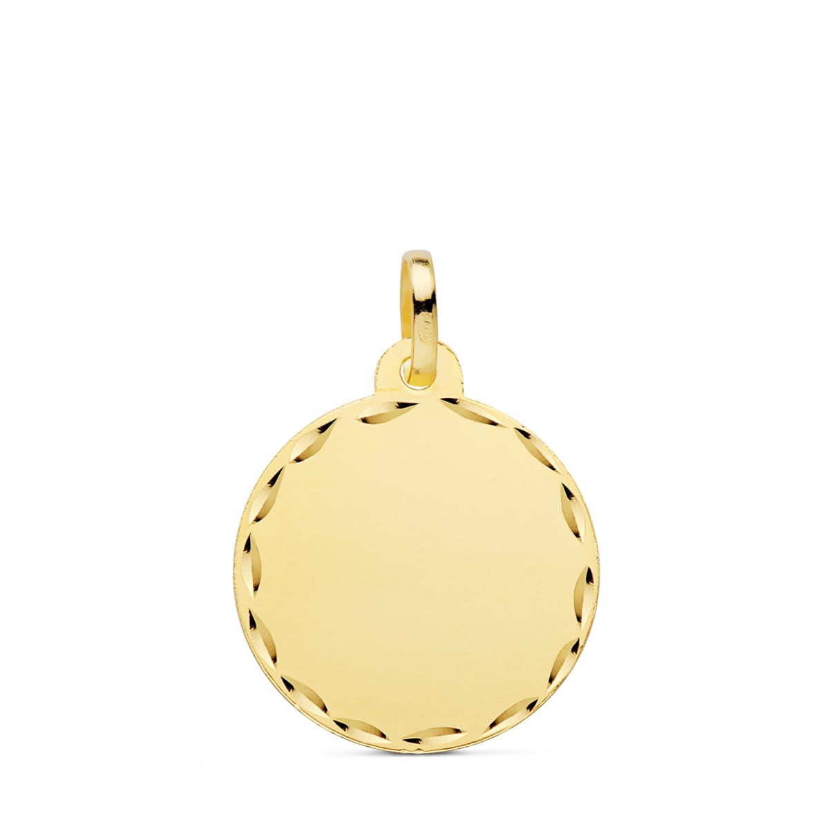 18K PLACA CHAPA DISCO LISO ORO AMARILLO MATE TALLADO 18 MM