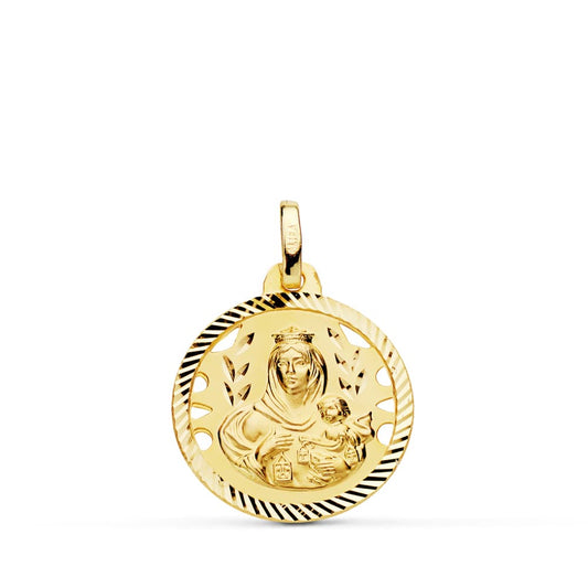 Medalla Virgen del Carmen Calada Helice 18 mm de oro amarillo 18K