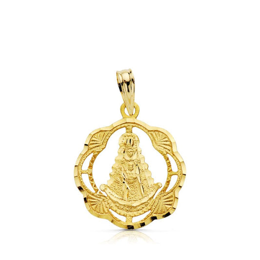 Medalla Virgen del Rocio Pandereta 20 x 17 mm de oro amarillo 18K