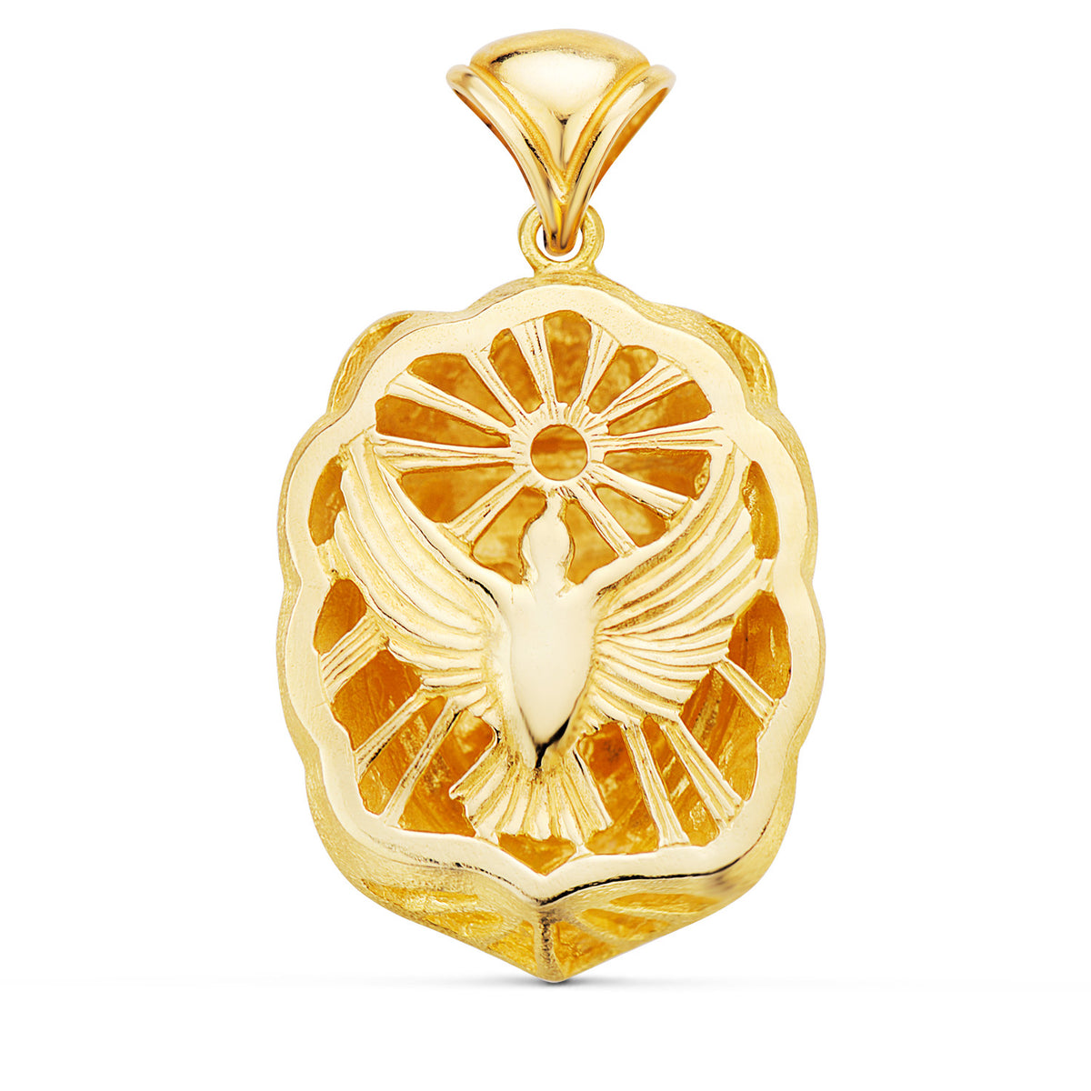 Colgante Rostro Virgen del Rocio 35 x 25 mm de oro amarillo 18K