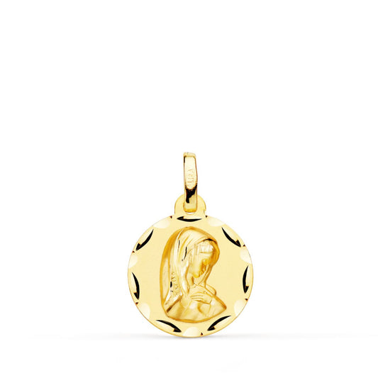Medalla Virgen Niña 14 mm de oro amarillo 18K
