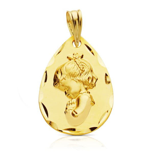 Medalla Virgen Niña 21 x 14 mm de oro amarillo 18K