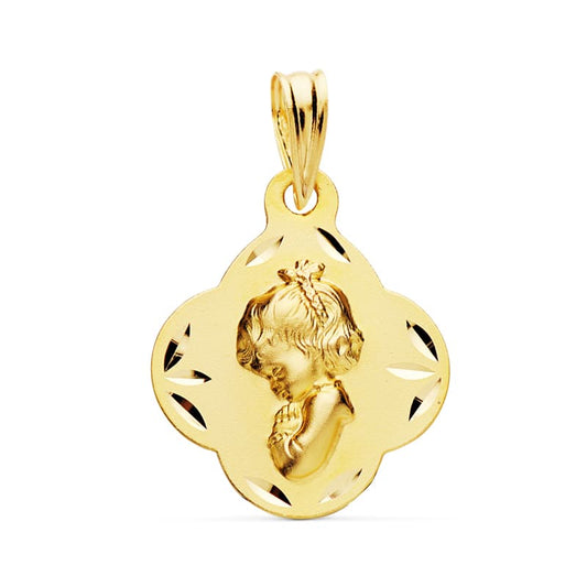 Medalla Virgen Niña 19 x 16 mm de oro amarillo 18K