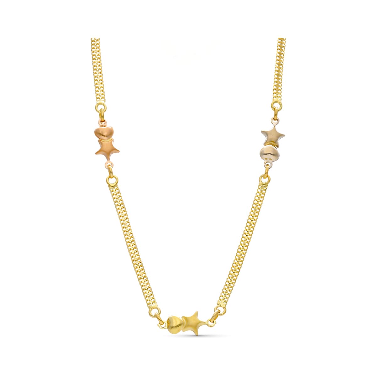 Gargantilla Tricolor Malla y Estrellas 18K