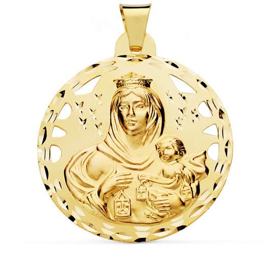 Medalla Virgen del Carmen Calada 42 mm de oro amarillo 18K