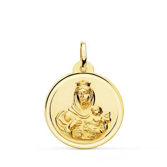 Medalla Virgen del Carmen Bisel 22 mm de oro amarillo 18K