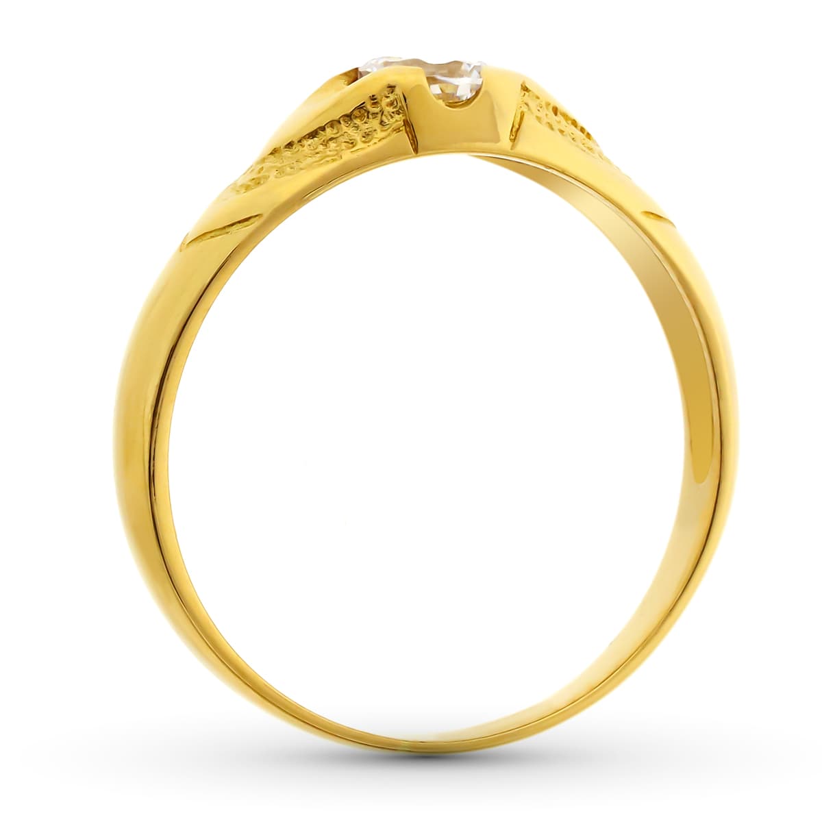 Solitario Cadete Ancho 6 mm Circonita 4 mm sin Forrar de oro amarillo 18K