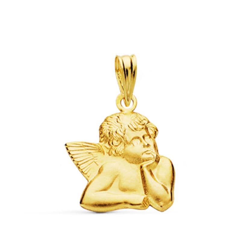 Medalla Silueta Angel Burlon Pequeño 14 mm de oro amarillo 18K