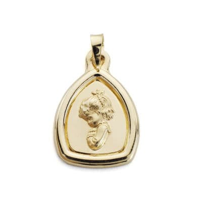 Medalla Virgen Niña 24 x 16 mm de oro amarillo 18K