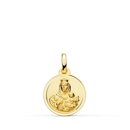 Medalla Virgen del Carmen Bisel 14 mm de oro amarillo 18K