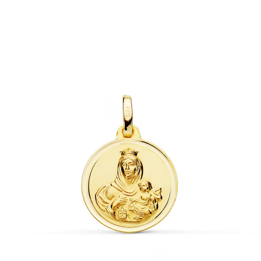 Medalla Virgen del Carmen Bisel 16 mm de oro amarillo 18K