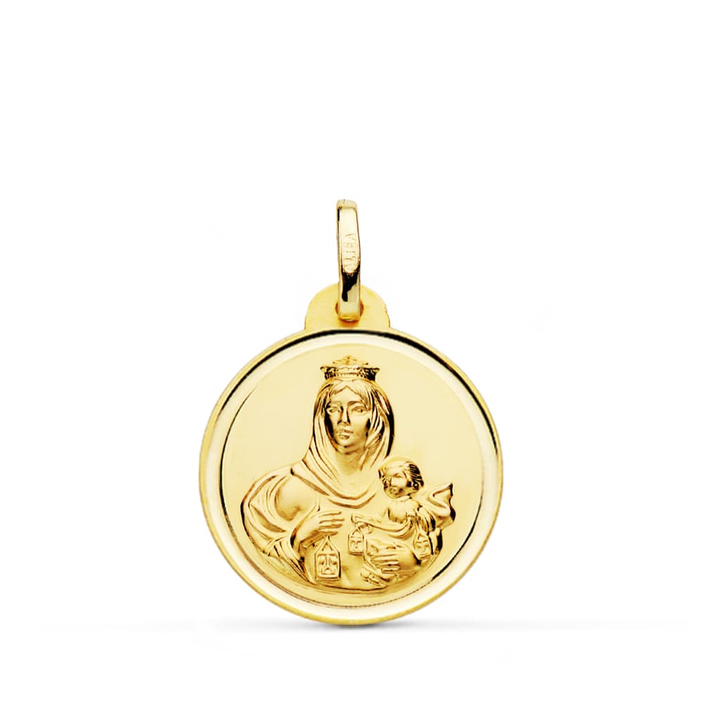 Medalla Virgen del Carmen Bisel 20 mm de oro amarillo 18K