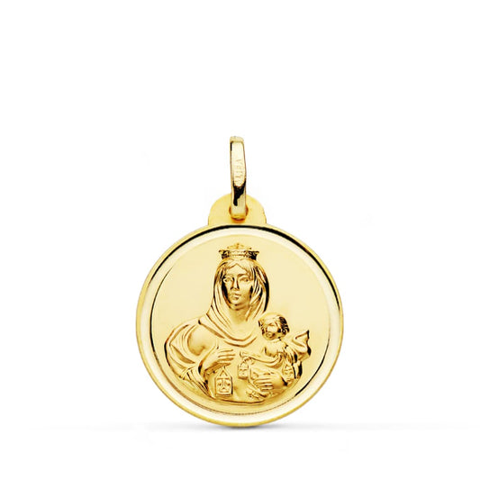 Medalla Virgen del Carmen Bisel 20 mm de oro amarillo 18K