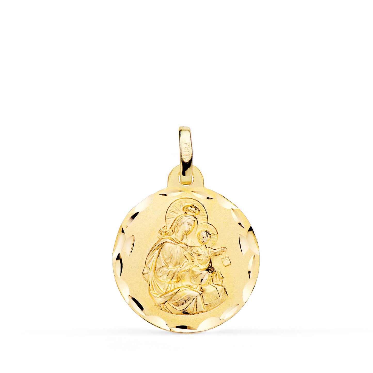 18K MEDALLA ORO AMARILLO VIRGEN DEL CARMEN TALLADA 18 MM