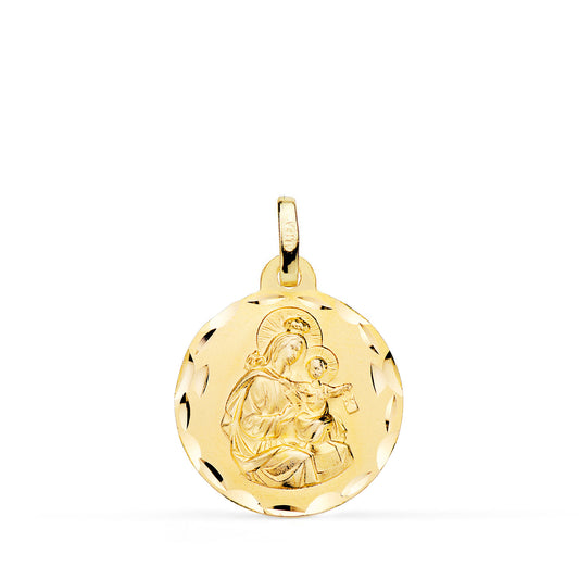 Medalla Virgen del Carmen Tallada 18 mm de oro amarillo 18K