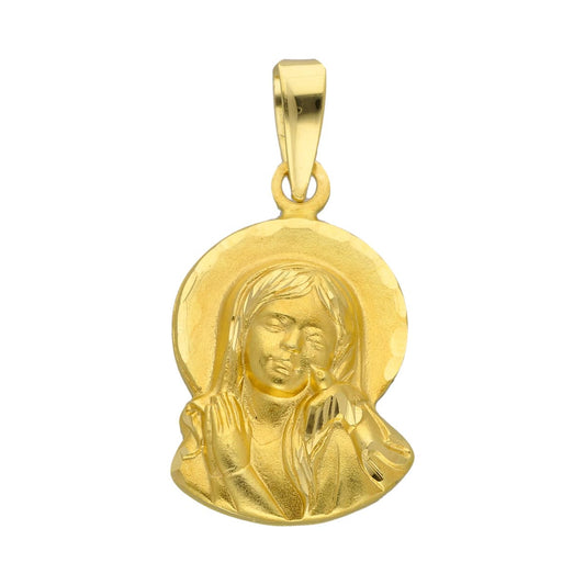 18K MEDALLA SILUETA ORO AMARILLO VIRGEN NIÑA 19X12 MM