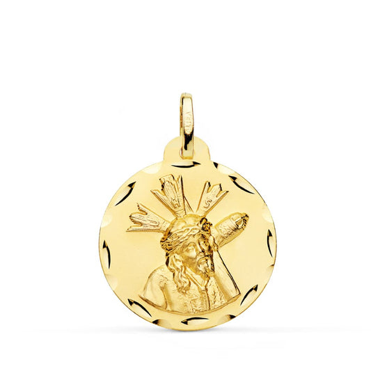 Medalla Cristo del Gran Poder Tallada 22 mm de oro amarillo 18K