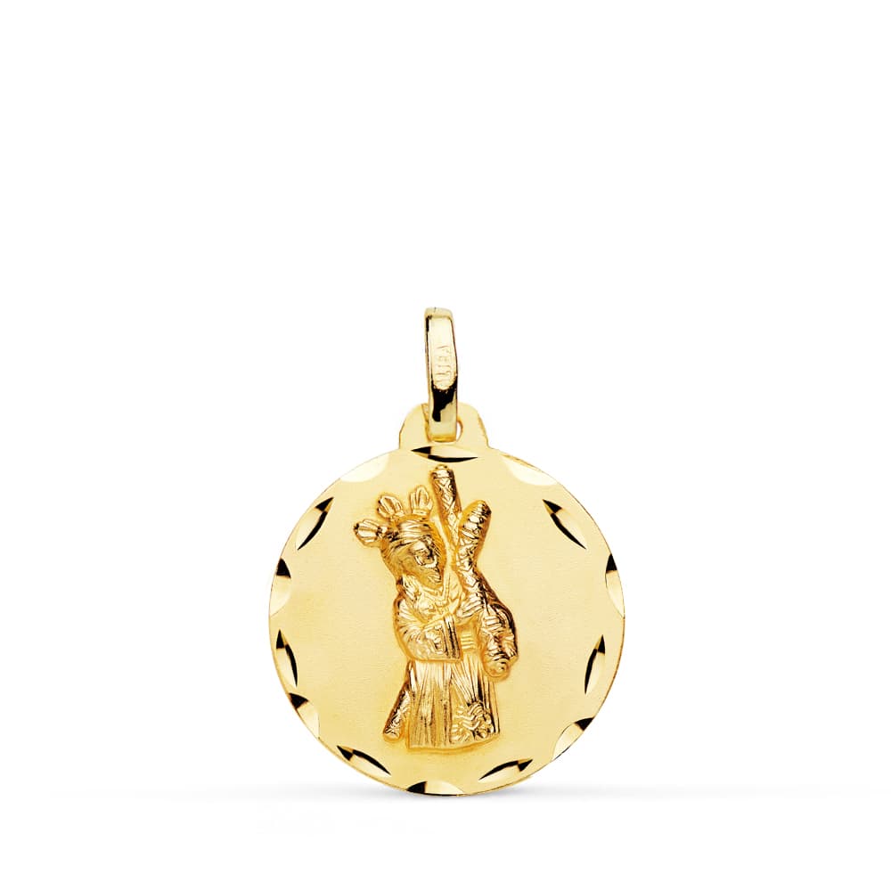 Medalla Gran Poder Tallada 18 mm de oro amarillo 18K