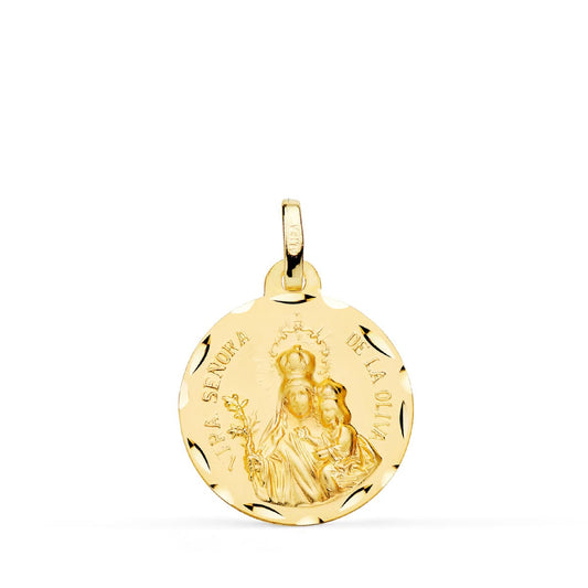 Medalla Virgen de la Oliva Tallada 18 mm de oro amarillo 18K