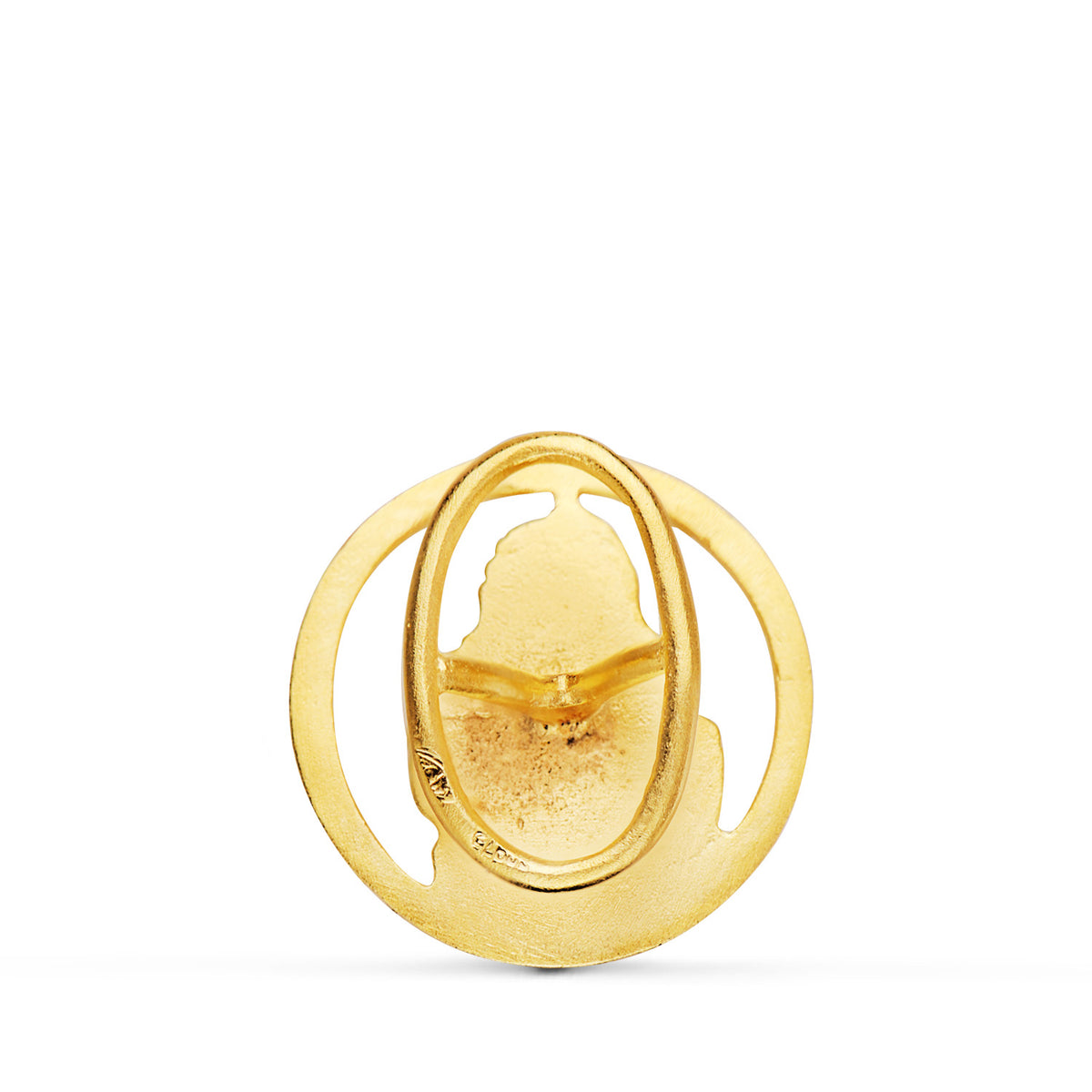 Medalla Virgen de la Cabeza Solapa Borde Tallado 20 mm de oro amarillo 18K