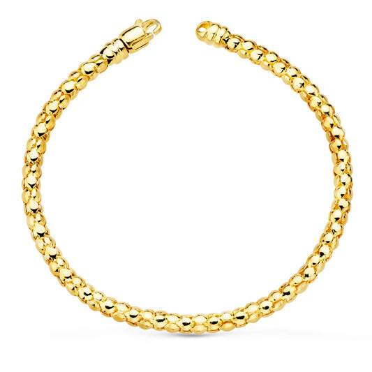 Pulsera Coreana Hueca Ancho 4 mm Largo 20 cm de oro amarillo 18K