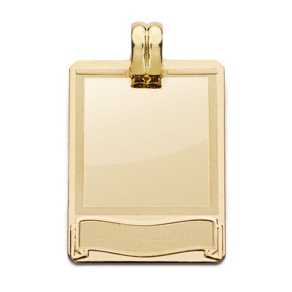 18K PLACA CHAPA LASER ORO AMARILLO 28X20 MM