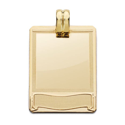 18K PLACA CHAPA LASER ORO AMARILLO 28X20 MM