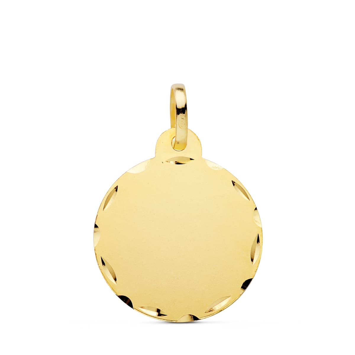 Placa Chapa Disco Liso Tallado 20 mm de oro amarillo 18K
