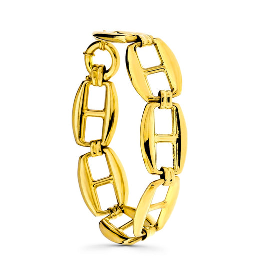 Pulsera Barco Hueca Grande de oro amarillo 18K