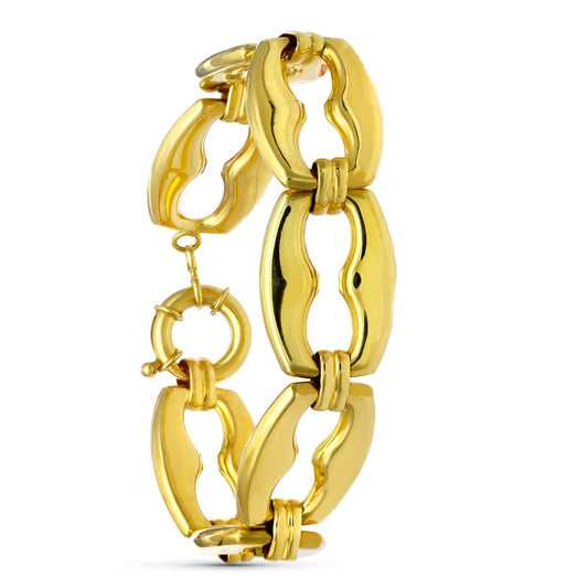 Pulsera Barco Hueca Grande de oro amarillo 18K