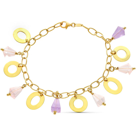 Pulsera Circulos y Piedras de Colores. de oro amarillo 18K