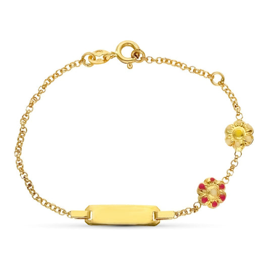 Esclava Flores 15,5 cm de oro amarillo 18K