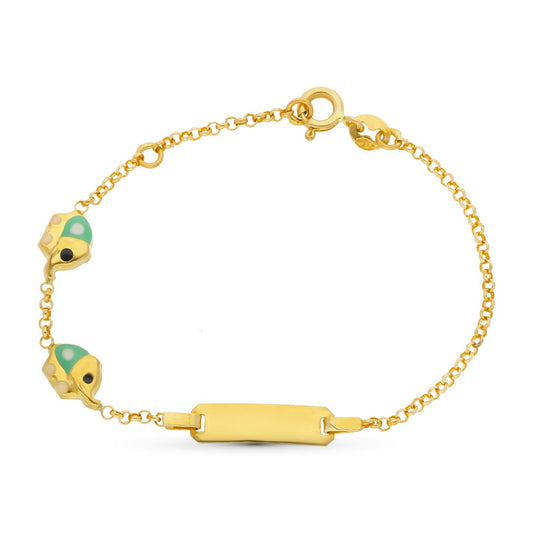 Esclava Elefantes Esmalte 15,5 cm de oro amarillo 18K