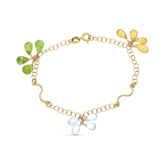 Pulsera Piedras Colores. de oro amarillo 18K