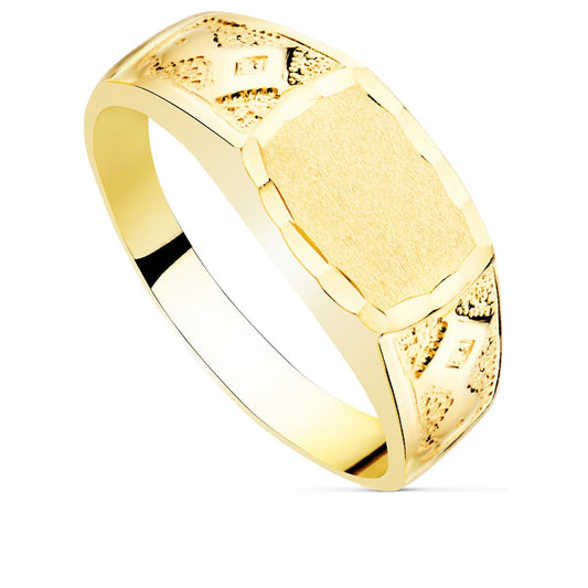 Sello Macizo Caballero Tallado Cabeza Mate 10 x 7 mm de oro amarillo 18K