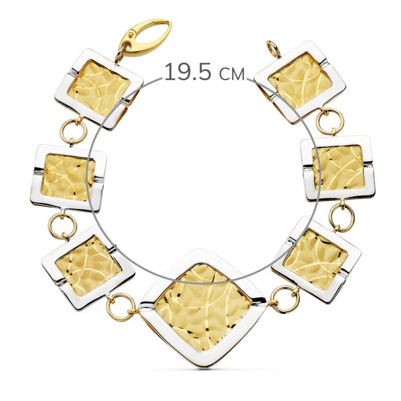 Pulsera Bicolor Laser 19,5 cm 18K