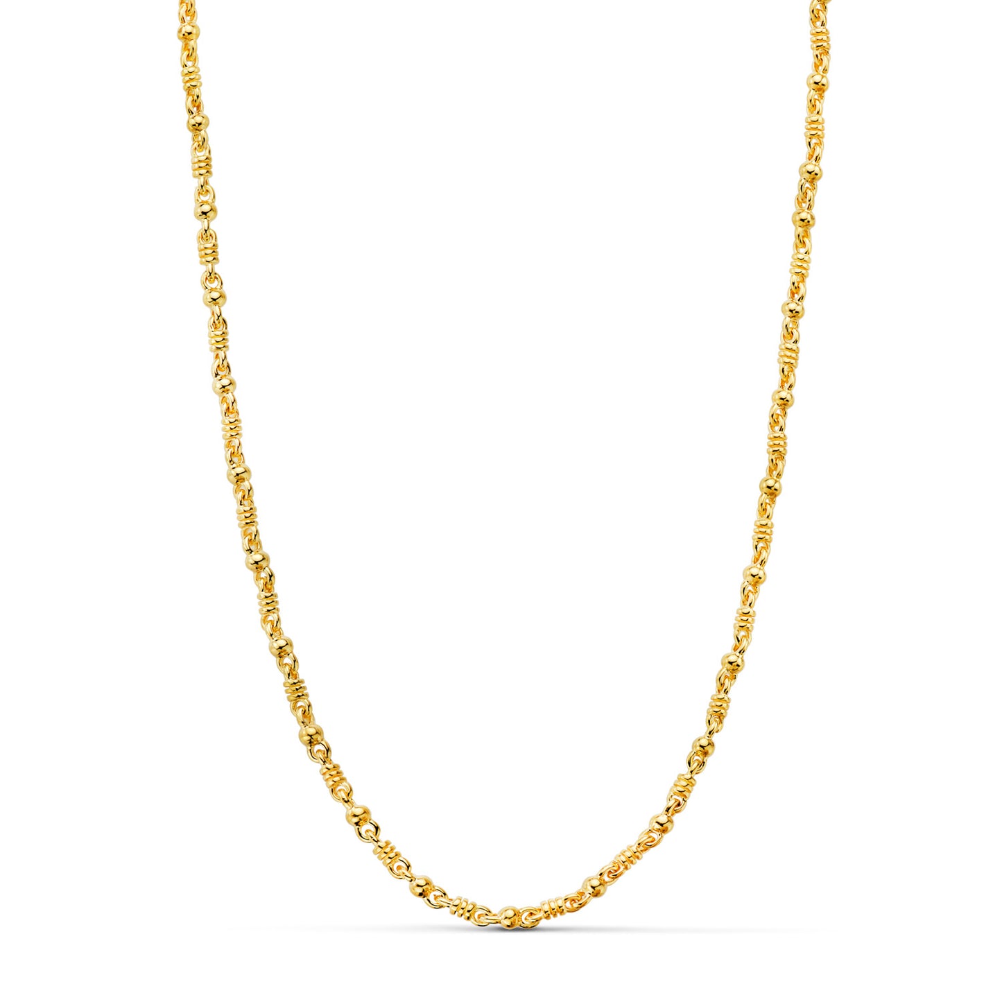 18K CADENA ORO AMARILLO MACIZA BOLA Y DETALLE BRILLO. ANCHO: 2,7 MM LARGO: 60CM