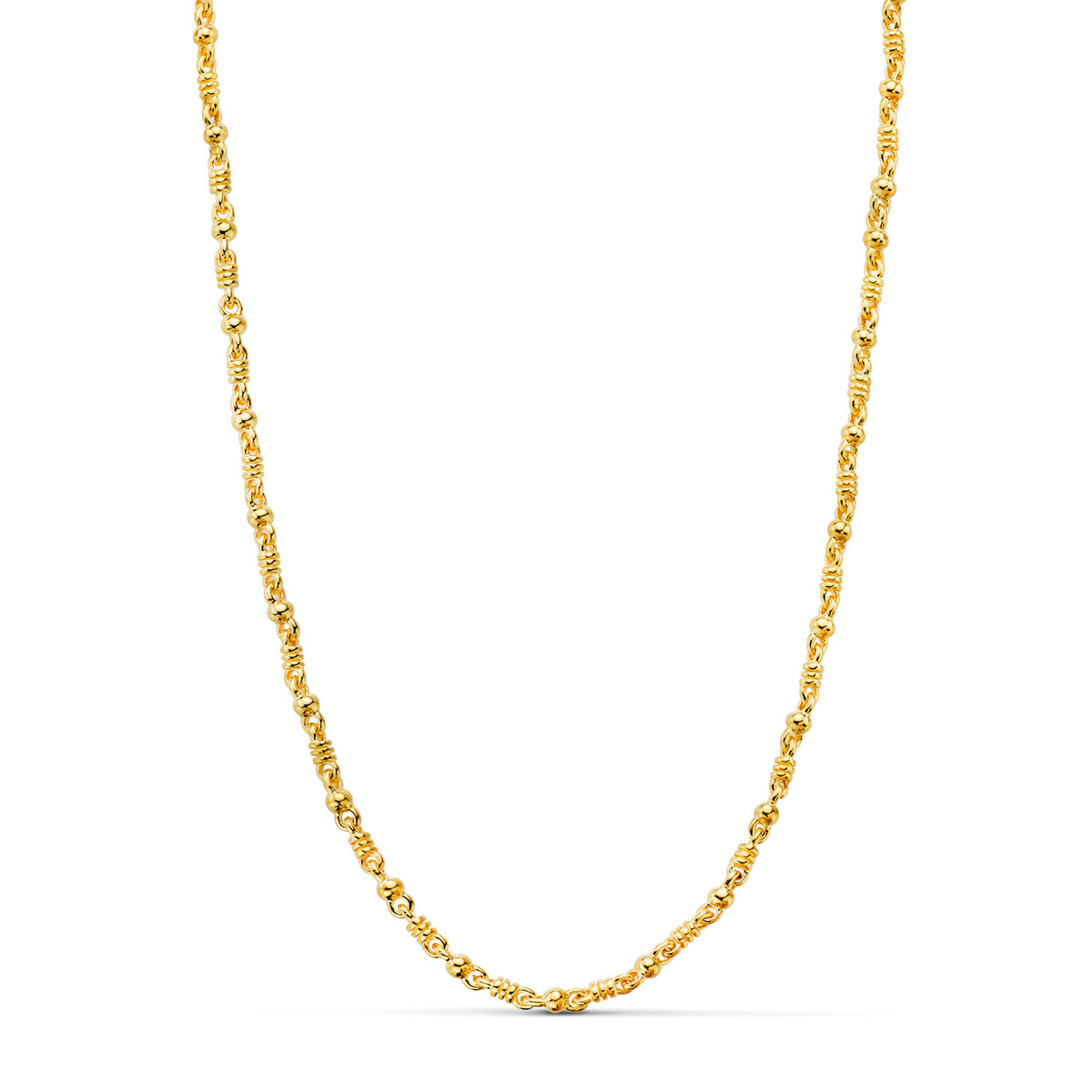 Cadena Maciza Bola y Detalle Brillo. Ancho: 2,7 mm Largo: 60 cm de oro amarillo 18K