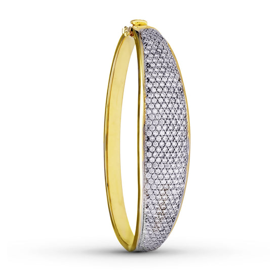 Pulsera Rigida Bicolor Circonitas 18K