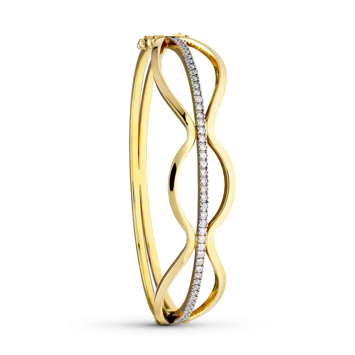 Pulsera Rigida Bicolor Circonita 18K